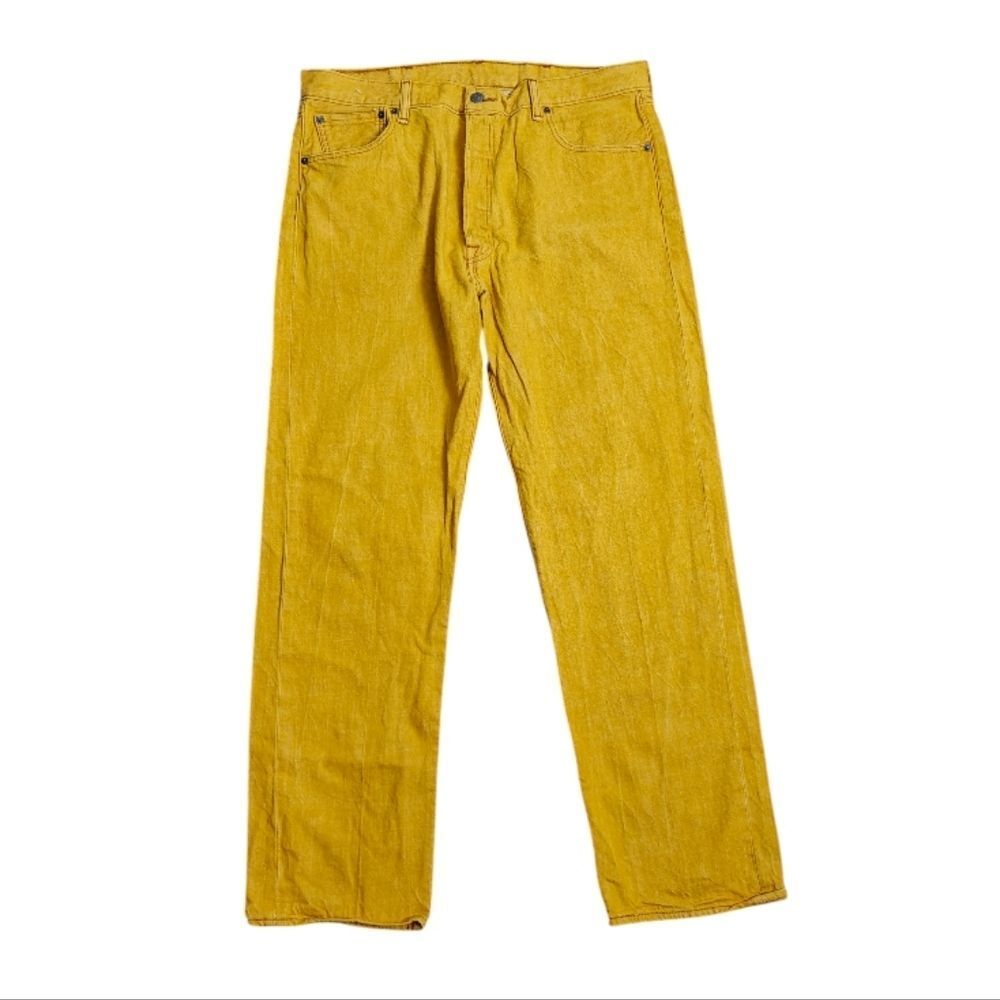Levi's 501 White Oak Denim Yellow Jeans Pants Size 38/34